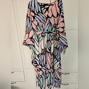 Natori Papillon Maxi Caftan Dress NWT Sz 3X Periwinkle Butterfly Print Stunning